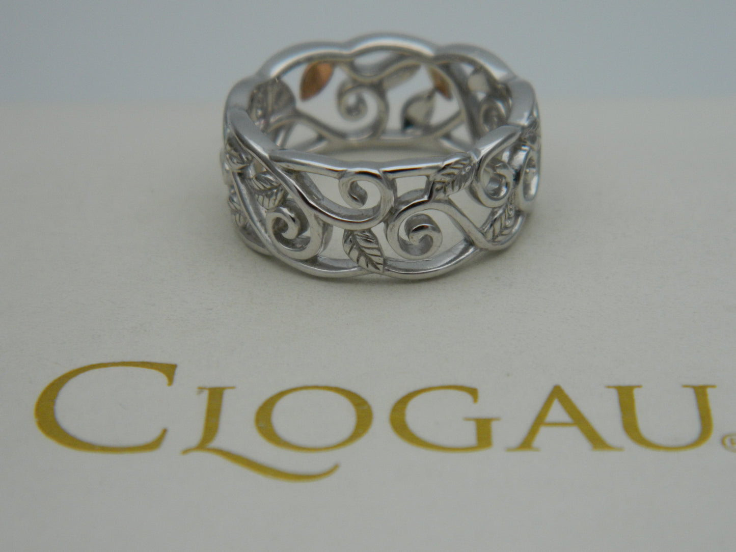 Clogau Sterling Silver & 9ct Rose Gold Awelon Band Ring size L