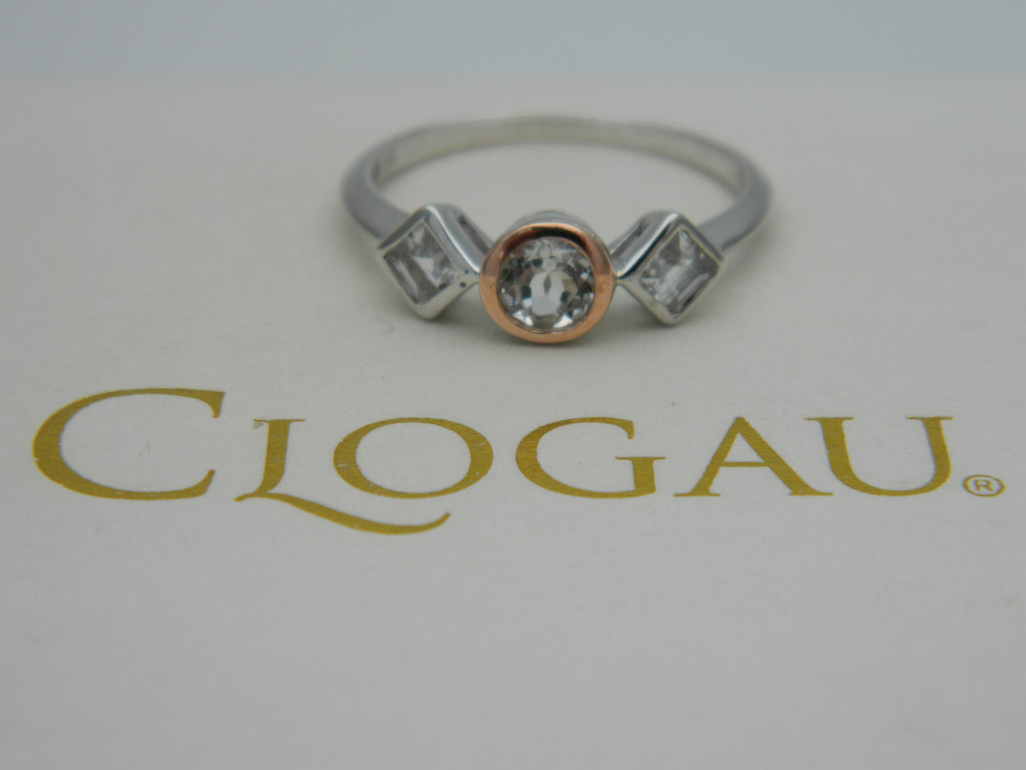 Clogau Sterling Silver & 9ct Rose Gold Welsh Royalty Anniversary Topaz Ring size O