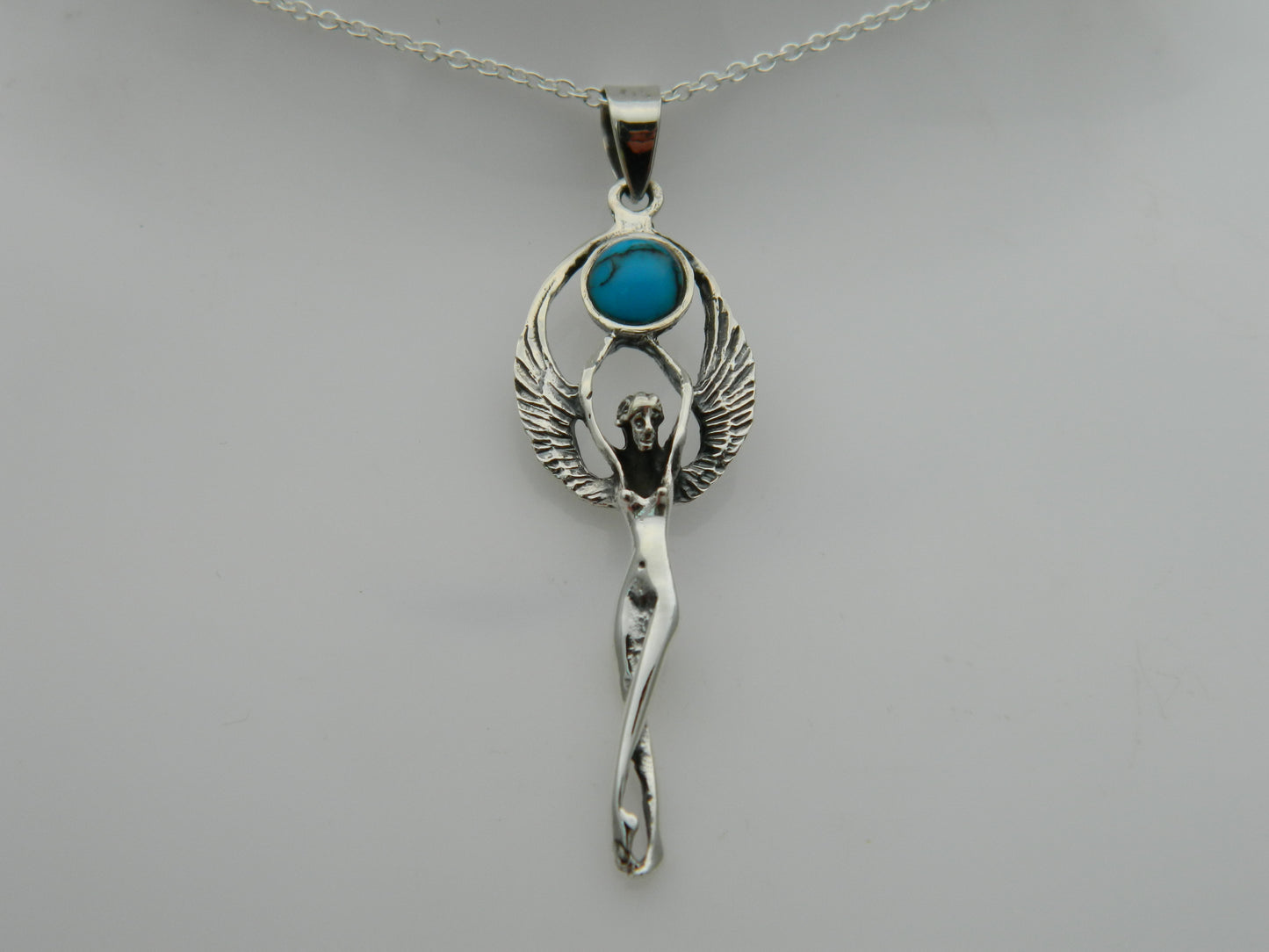 Sterling Silver Turquoise Goddess Pendant & Chain