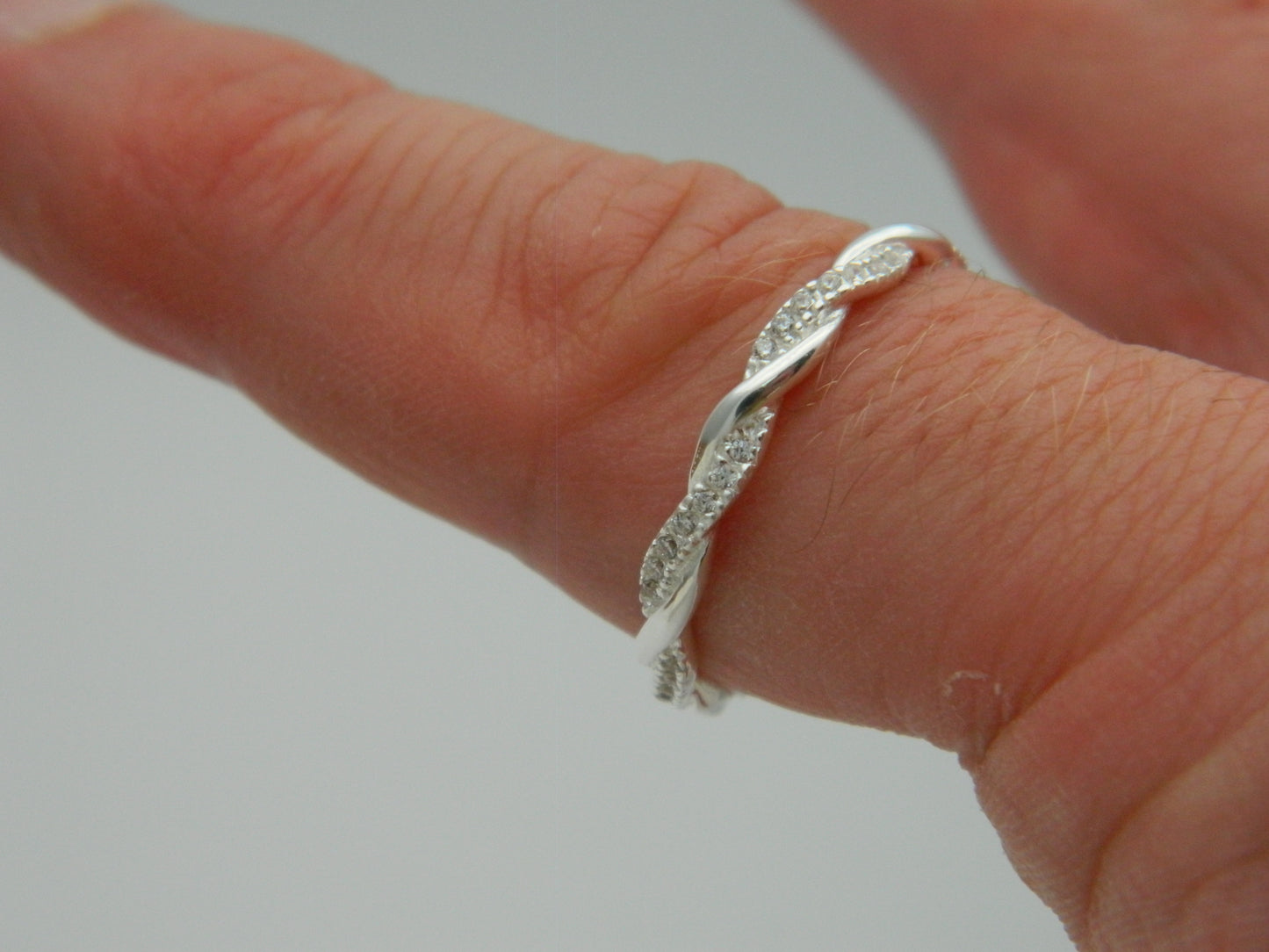 Sterling Silver Crystal Twist Ring