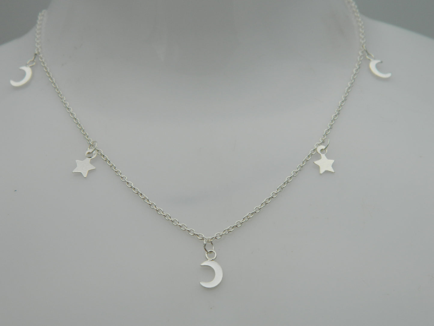 Sterling Silver Moon & Stars Anklet Bracelet