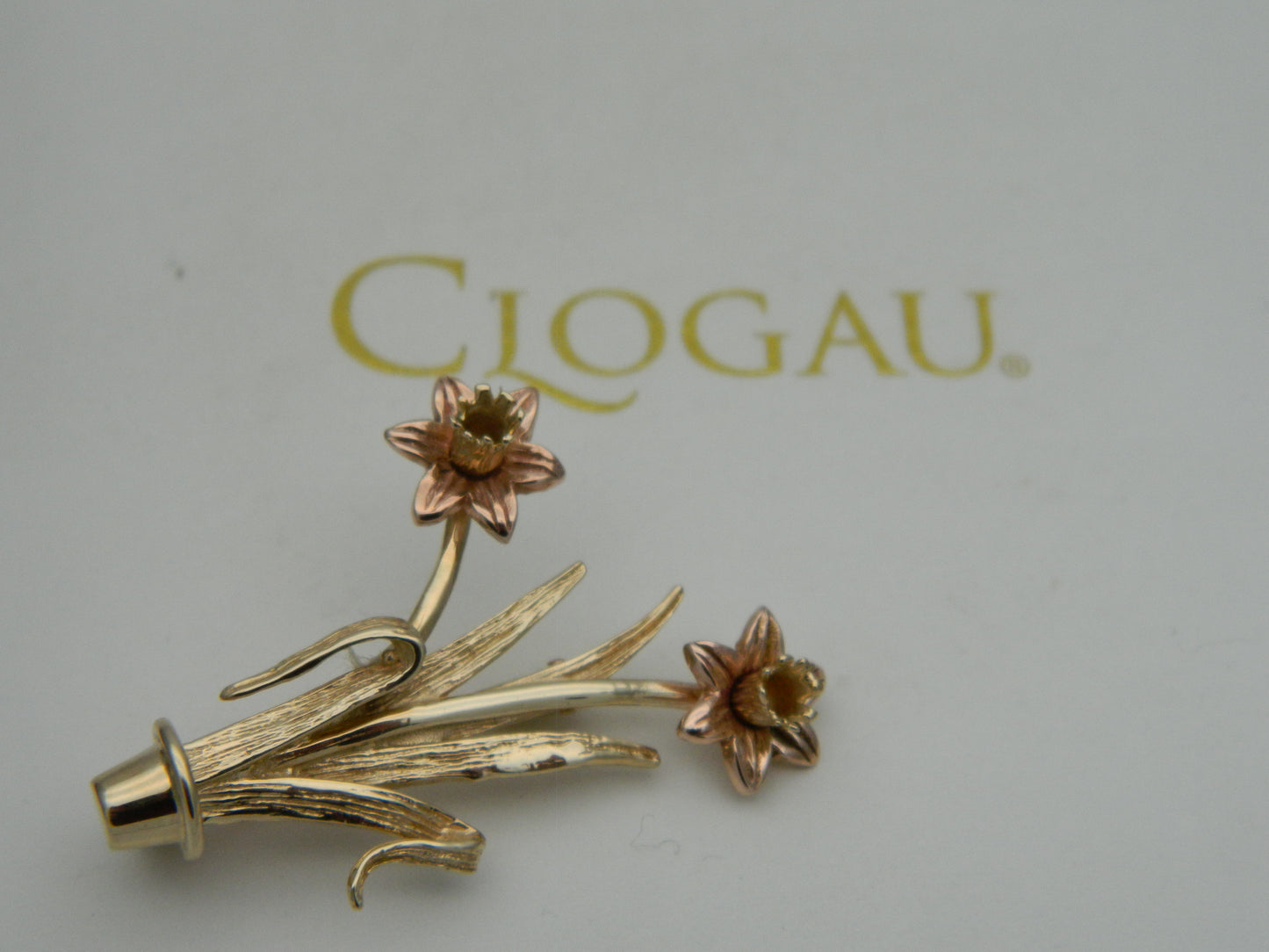 Clogau 9ct Yellow & Rose Gold Double Daffodil Brooch (used)