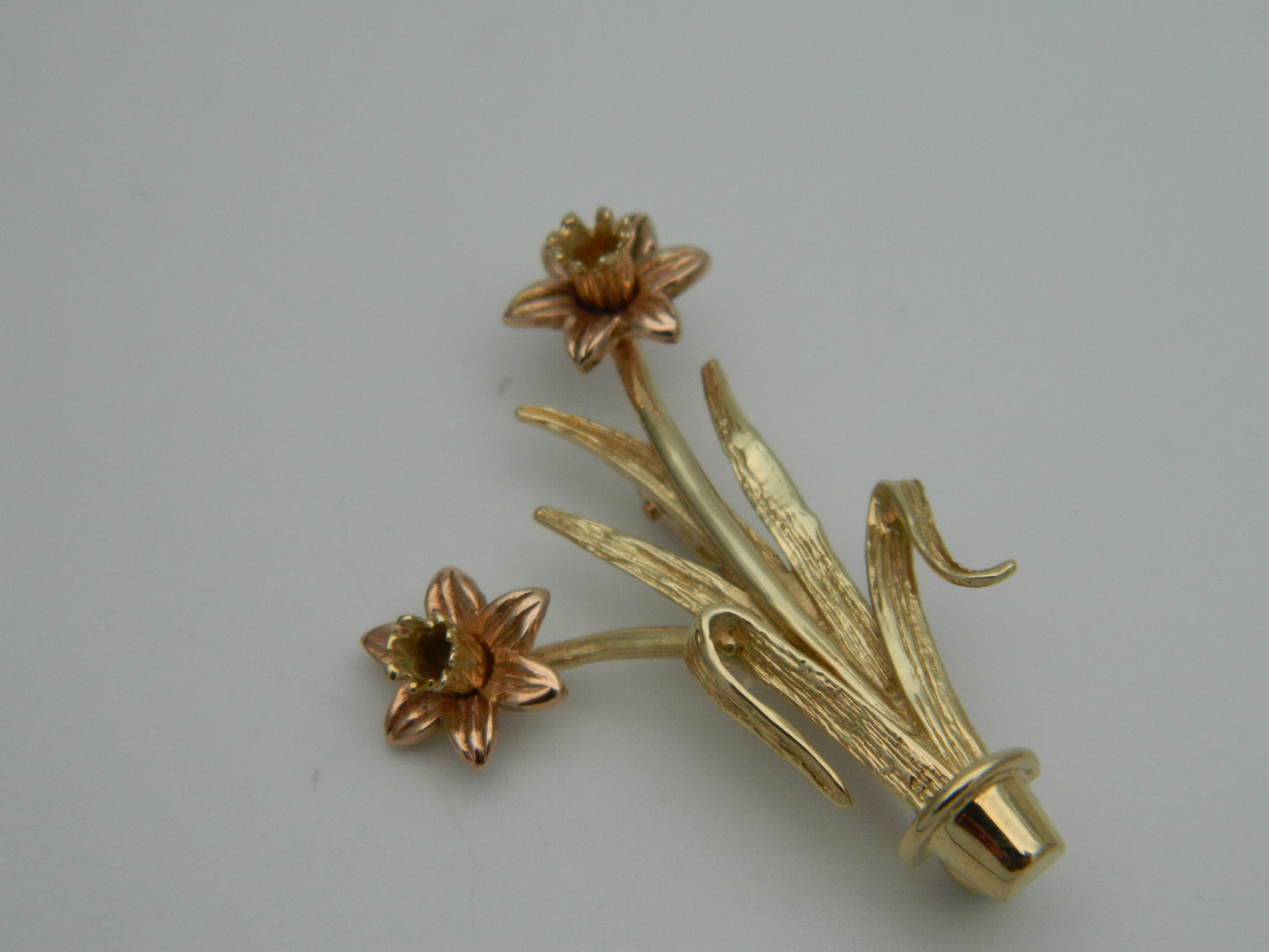 Clogau 9ct Yellow & Rose Gold Double Daffodil Brooch (used)