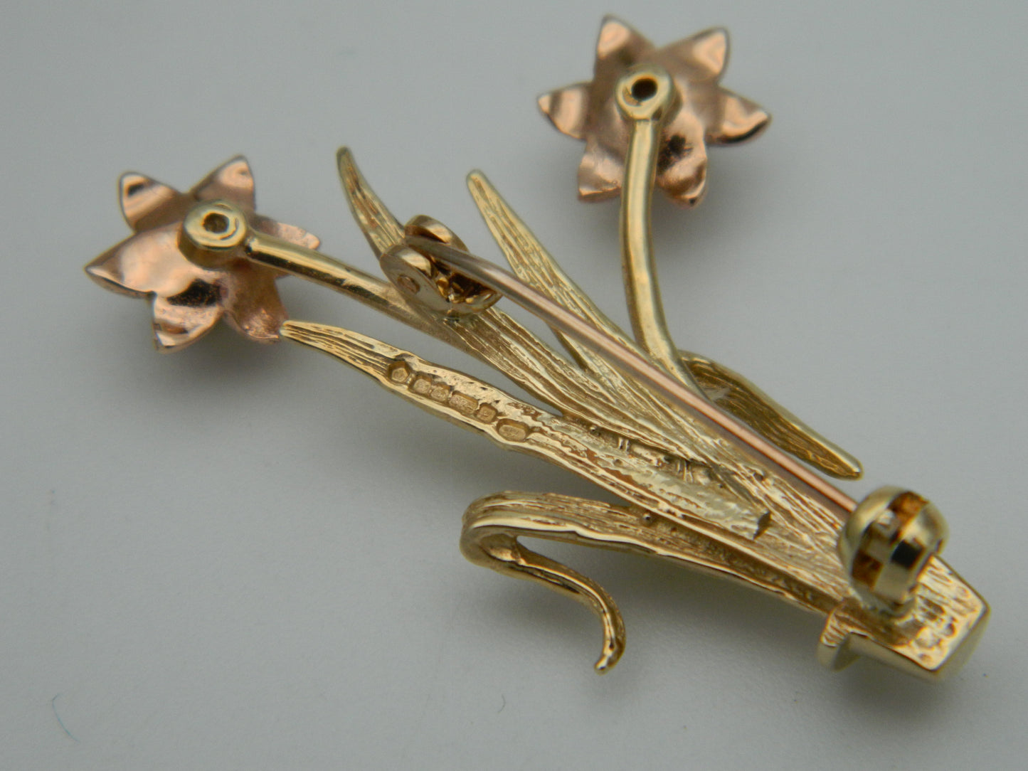 Clogau 9ct Yellow & Rose Gold Double Daffodil Brooch (used)