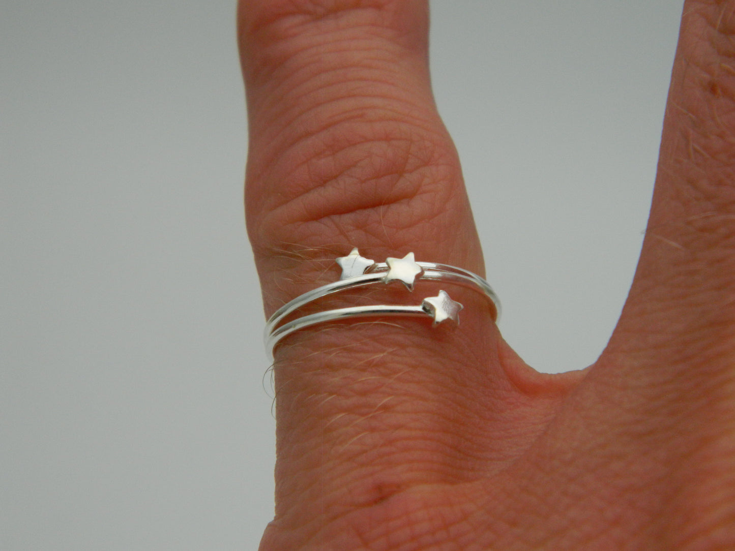 Sterling Silver Triple Star Ring size K 1/2, M 1/2, O or Q 1/2