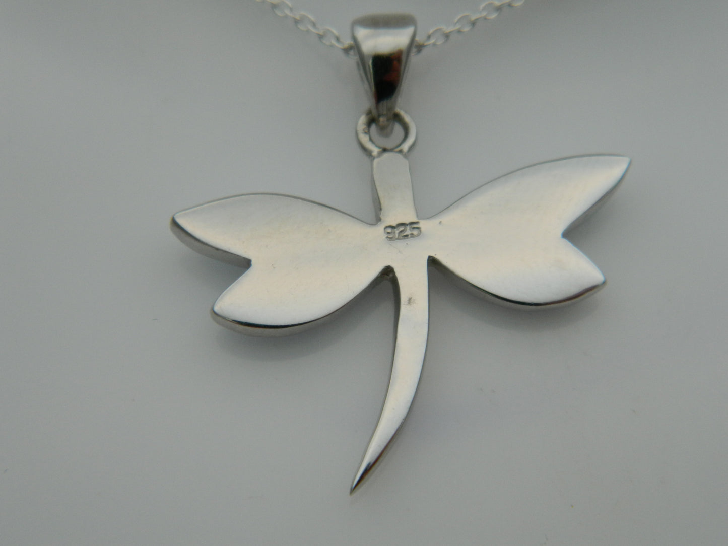 Sterling Silver Blue Opal Dragonfly Pendant & Chain