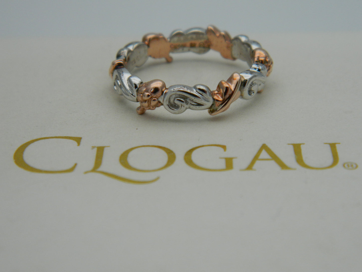 Clogau Sterling Silver & 9ct Rose Gold Royal Clogau Oak Ring size M