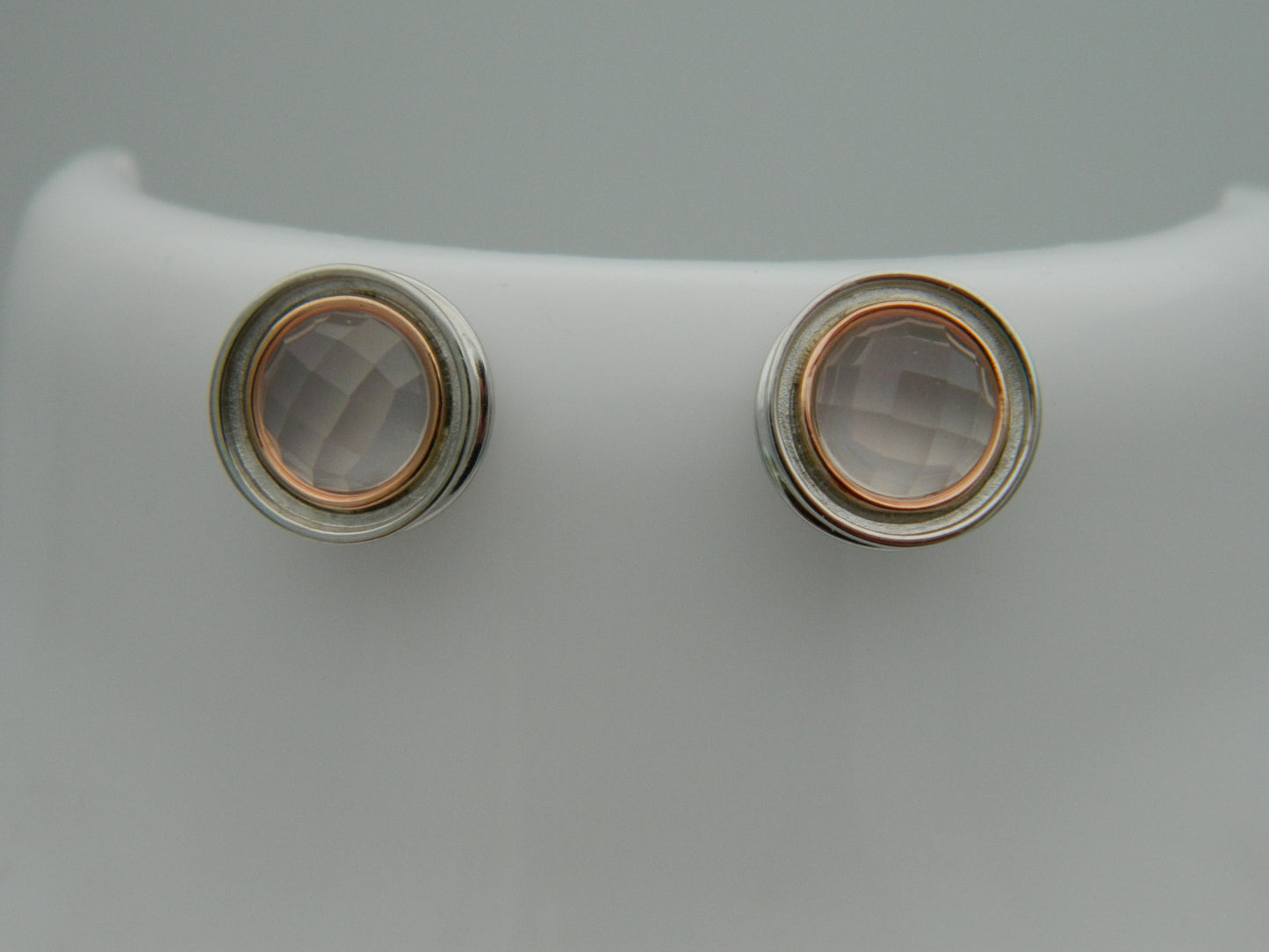 Clogau Sterling Silver & 9ct Rose Gold Ripples Quartz Stud Earrings