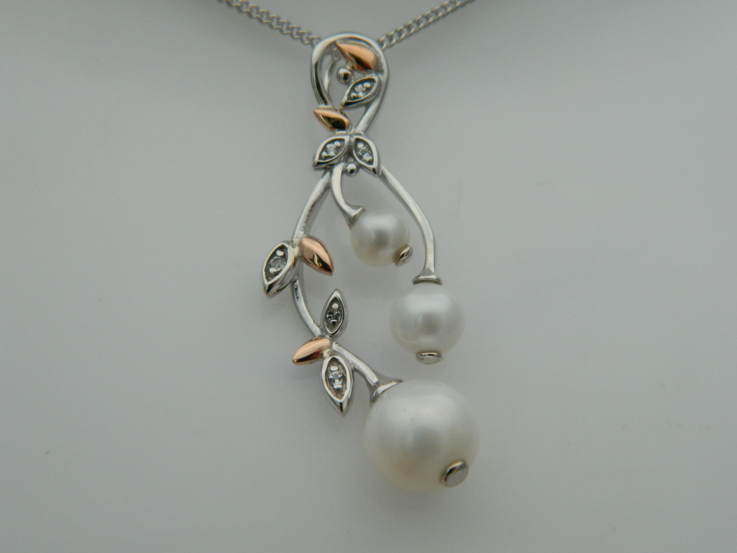 Clogau Sterling Silver & 9ct Rose Gold Lily of the Valley Pearl Pendant RRP £219.00