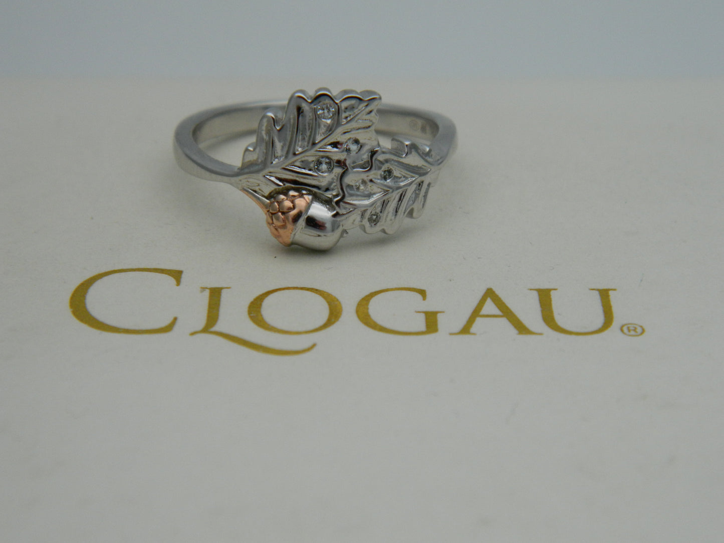 Clogau Sterling Silver & 9ct Rose Gold Royal Clogau Oak Leaf Topaz Ring size L, M, N, O, P, Q or R