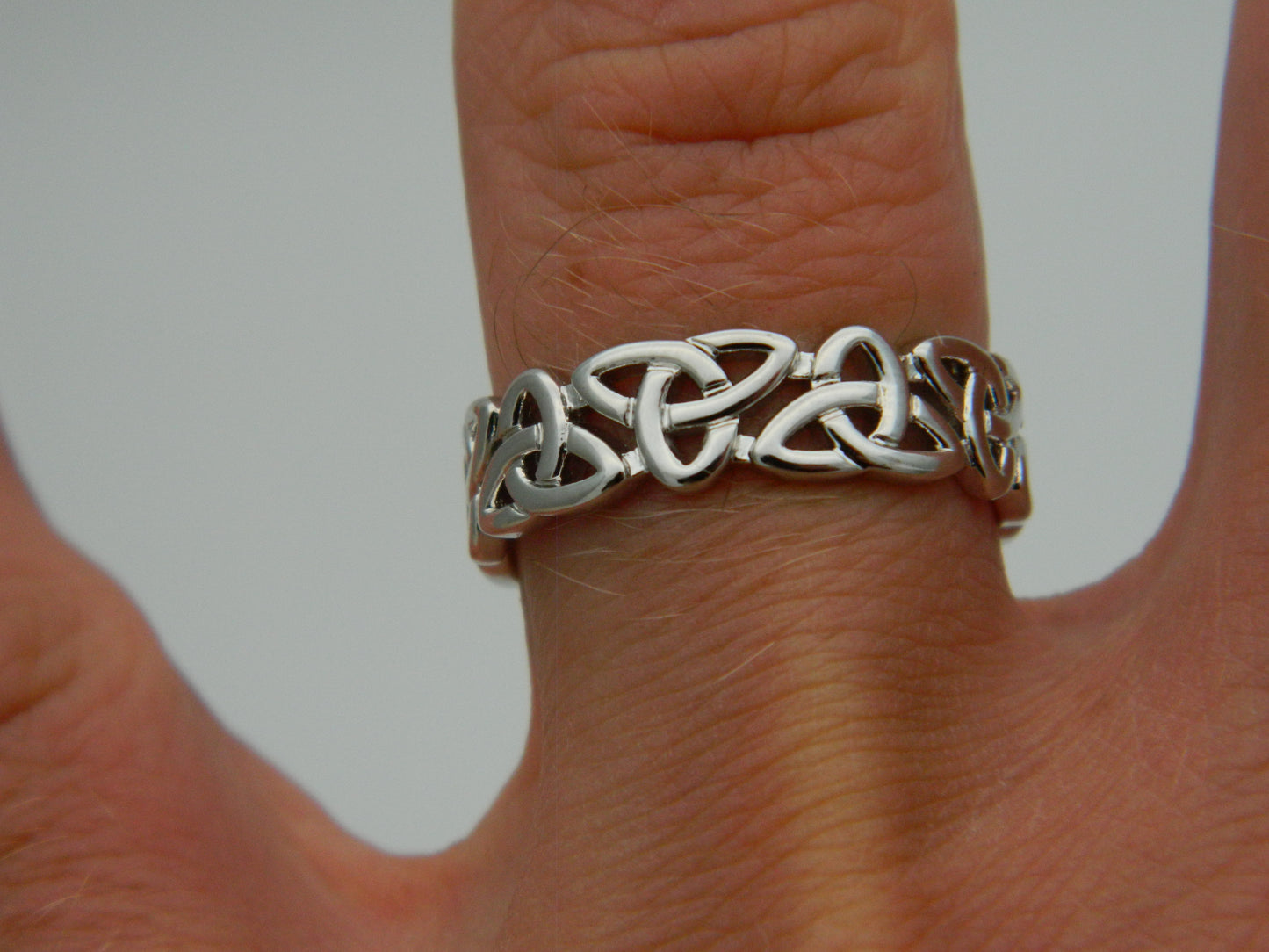 Sterling Silver 6mm Unisex Celtic Trinity Knot Band Ring size L, N, Q, R, R 1/2, T, T 1/2