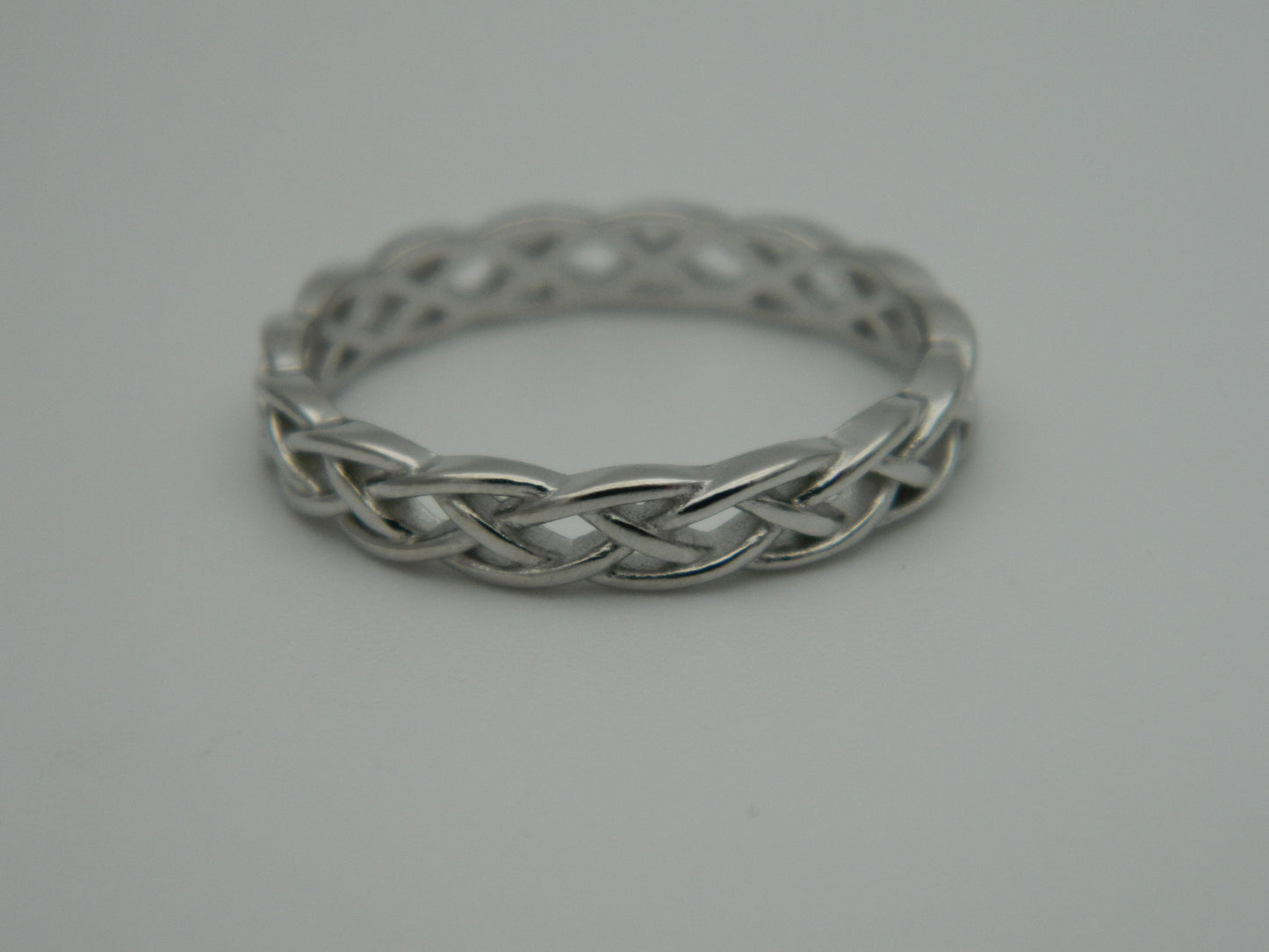 Sterling Silver 4mm Unisex Braided Celtic Band Ring size L, N, P, R, T