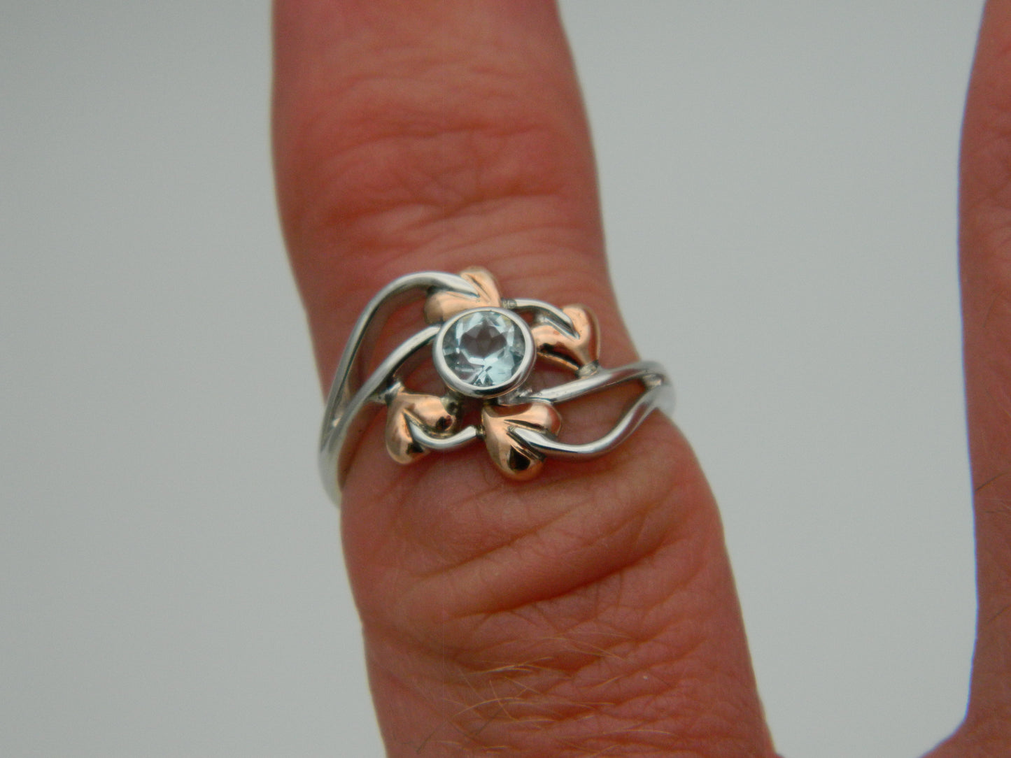 Clogau Sterling Silver & 9ct Rose Gold Love Vine Ring size J, K or N