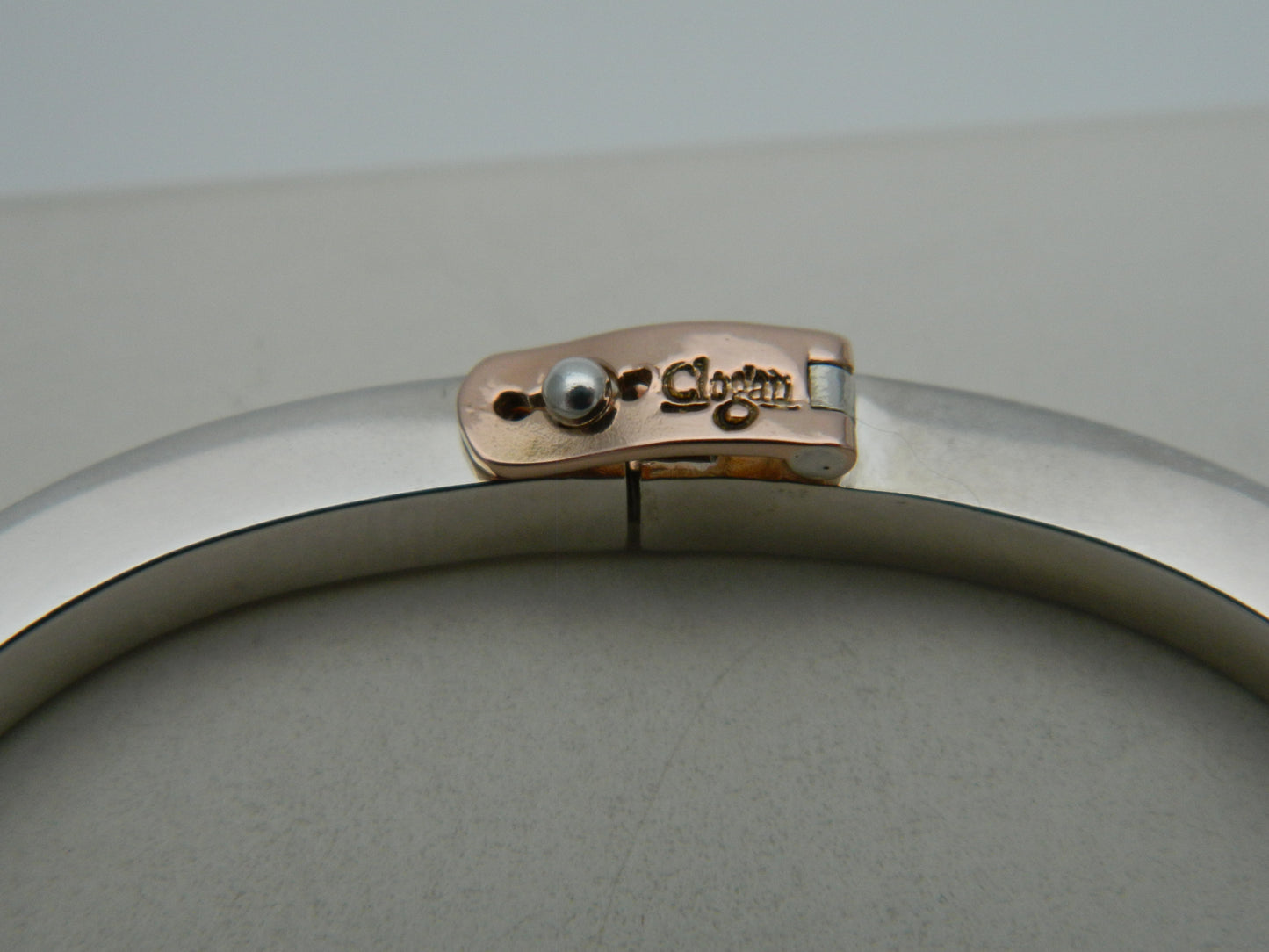 Clogau Sterling Silver & 9ct Rose Gold Large Square Cariad Bangle (used)