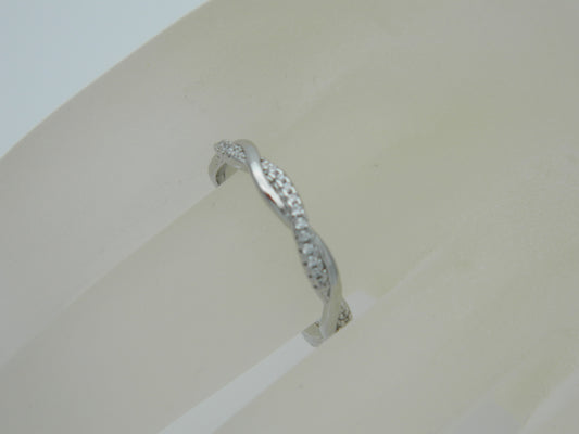 Sterling Silver Zircon Twist Ring size O