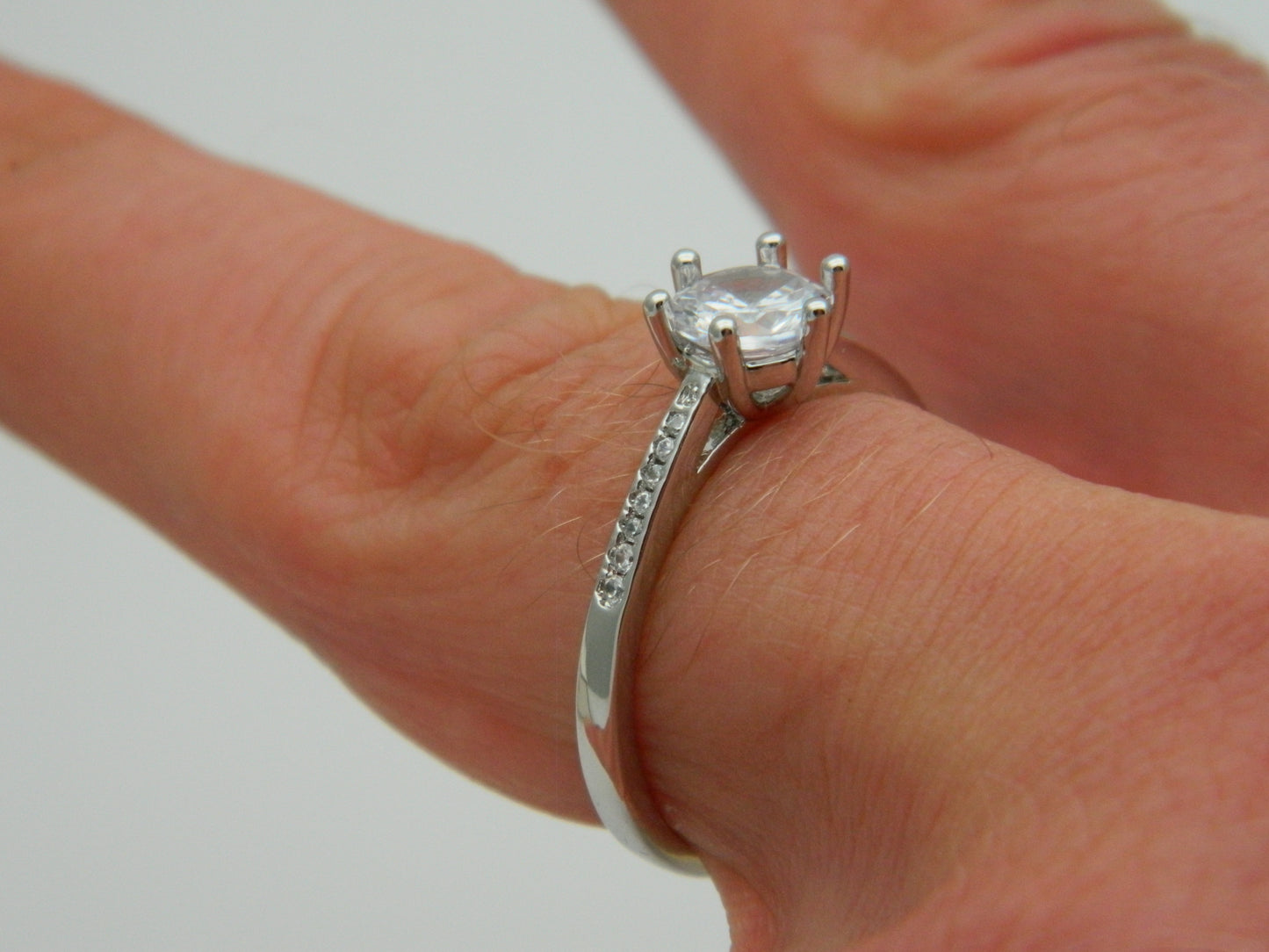 Sterling Silver Adjustable Zirconia Solitaire Engagement Ring