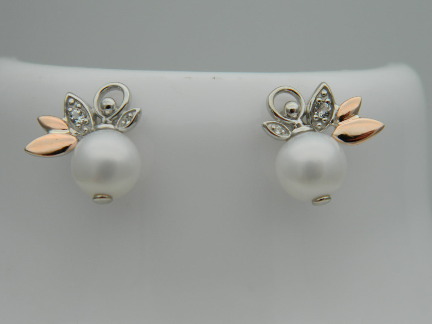 Clogau Sterling Silver & 9ct Rose Gold Lily of the Valley Pearl Stud Earrings RRP £179.00