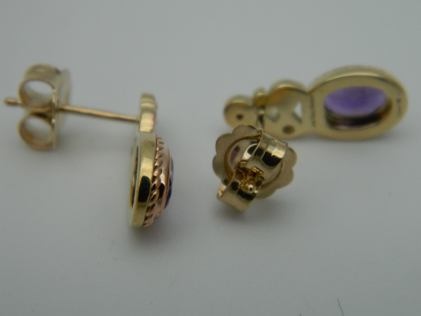 Clogau 9ct Yellow & Rose Gold Delphinium Amethyst & Diamond Stud Earrings RRP £420.00