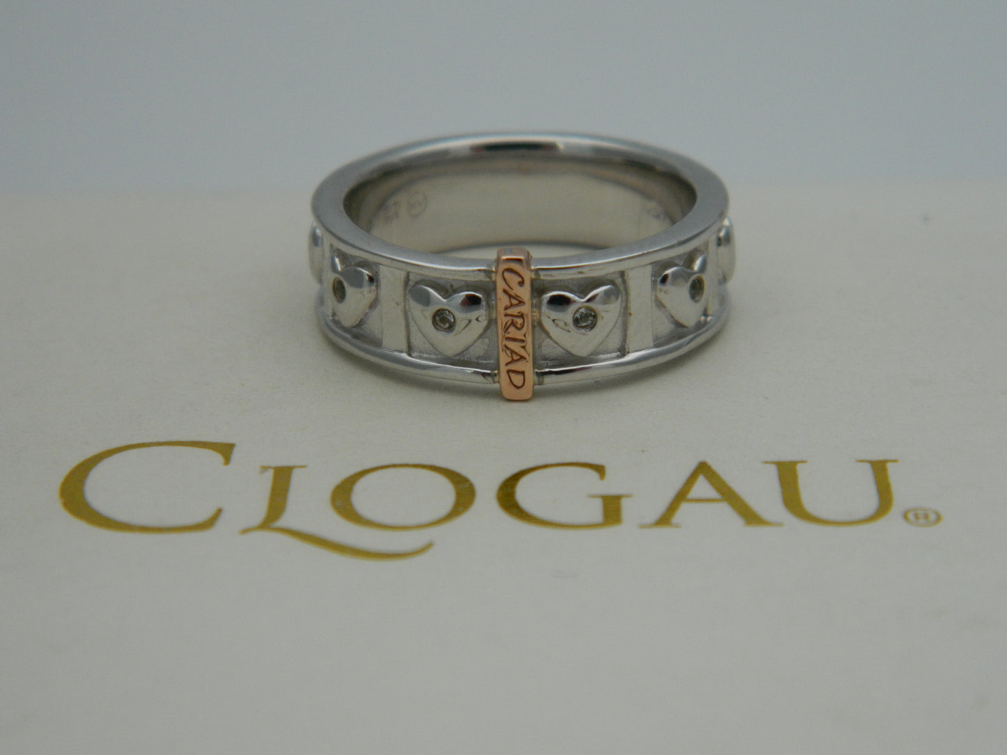 Clogau Sterling Silver & 9ct Rose Gold Cariad Ring RRP £189.00 size L, N or Q