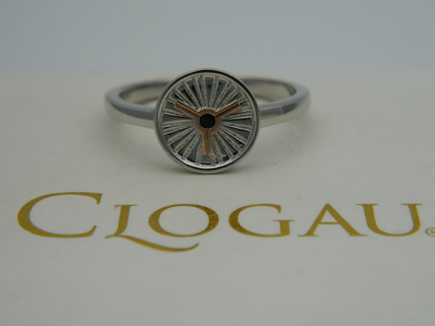 Clogau Sterling Silver & 9ct Rose Gold Yr Wyddfa Summit Black Onyx Stacking Ring RRP £139.00 size K, L, P, R, S or T