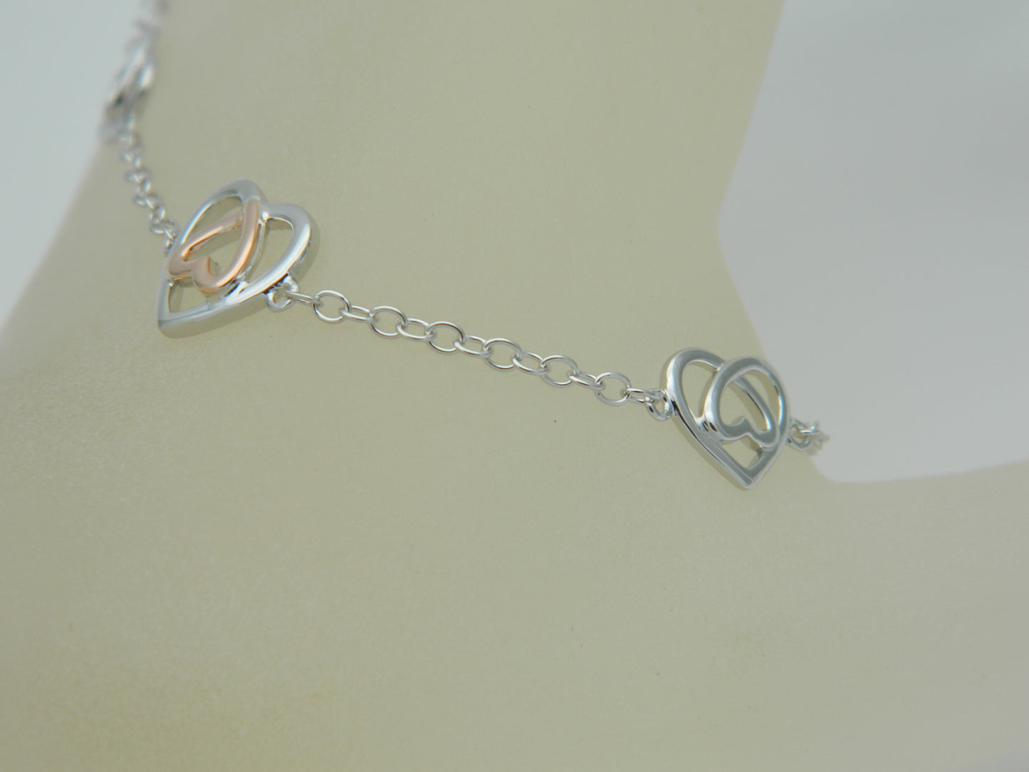 Clogau Sterling Silver & 9ct Rose Gold Celtic Heart Bracelet