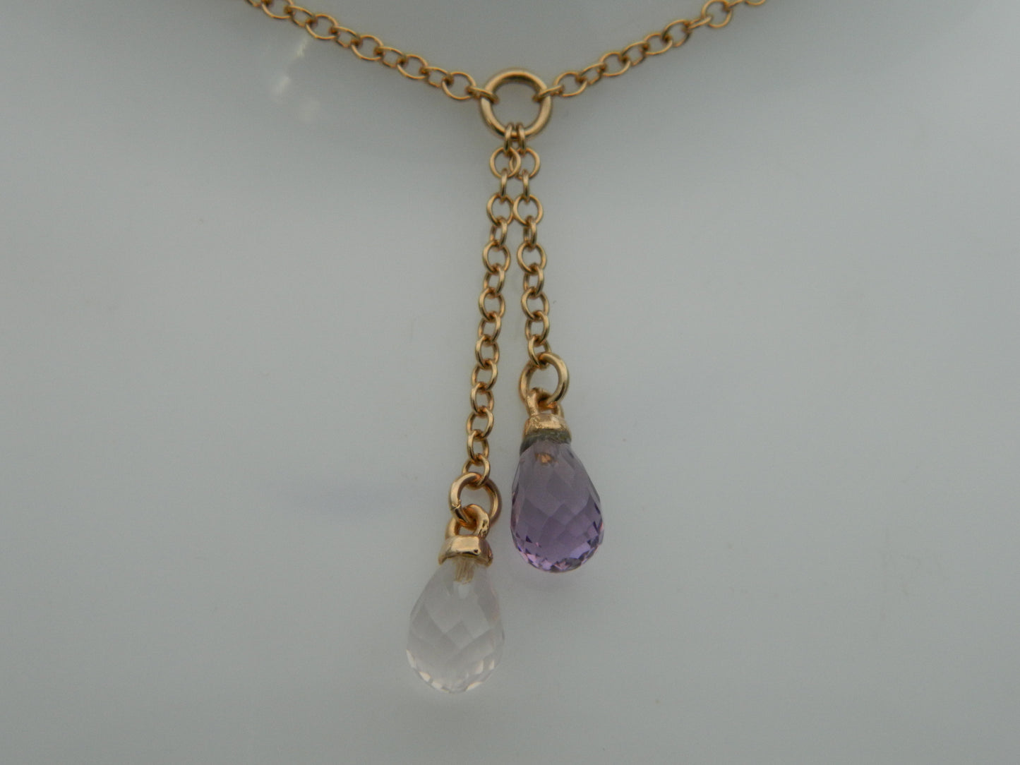 Clogau 9ct Rose Gold Amethyst & Rose Quartz Briolette Necklace (Pre Loved)