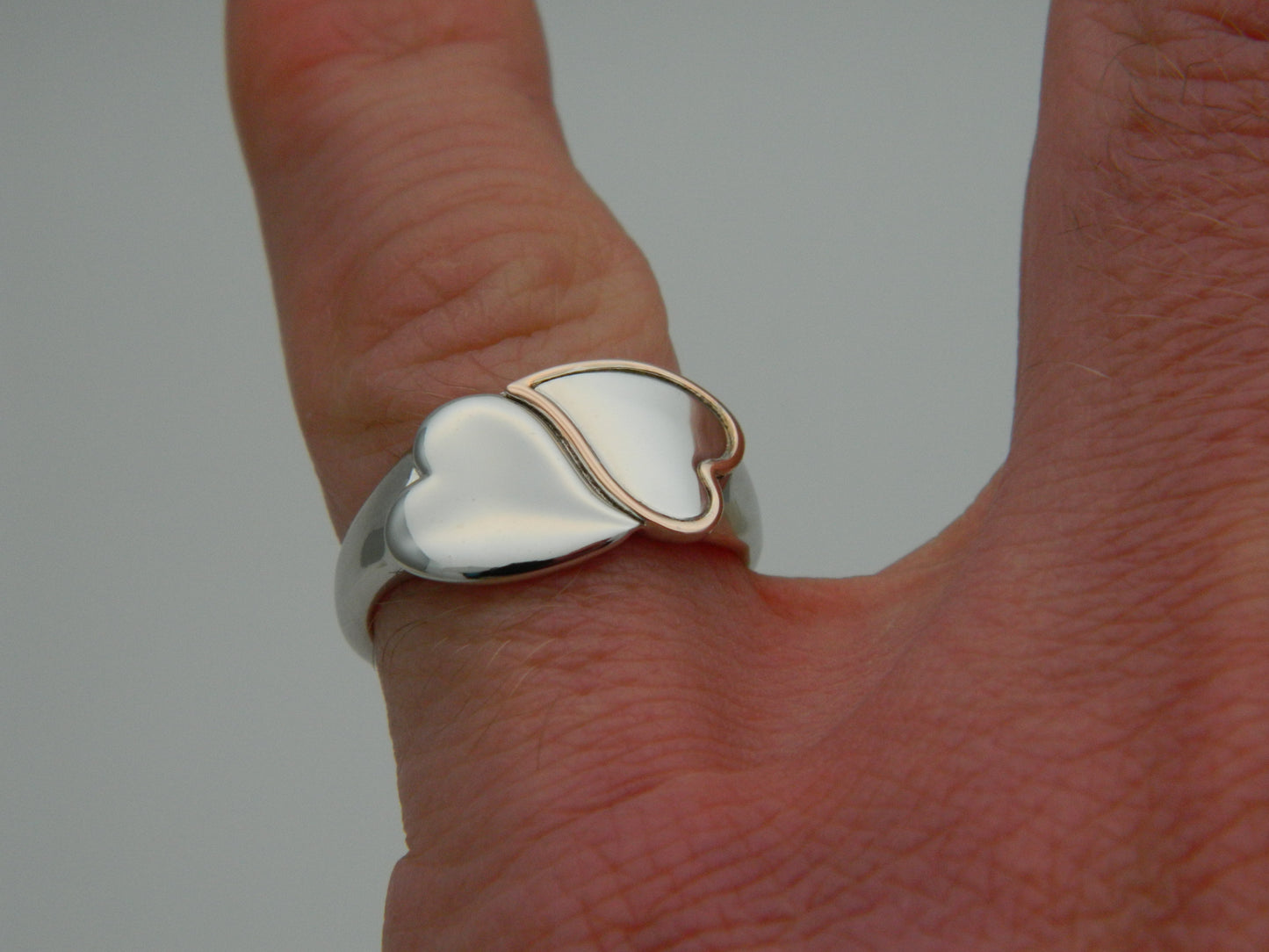 Clogau Sterling Silver & 9ct Rose Gold Cwtch Double Heart Ring size K, M, O or Q.