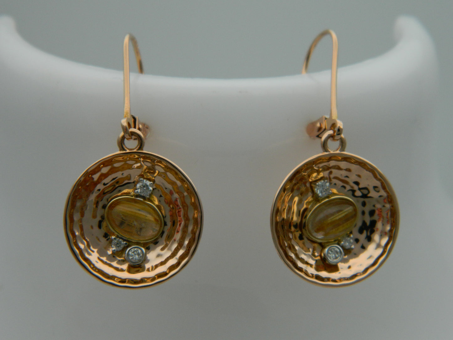 Clogau 18ct Rose Gold 'Panning For Gold' Rutilated Quartz & Diamond Drop Earrings RRP £1,450.00