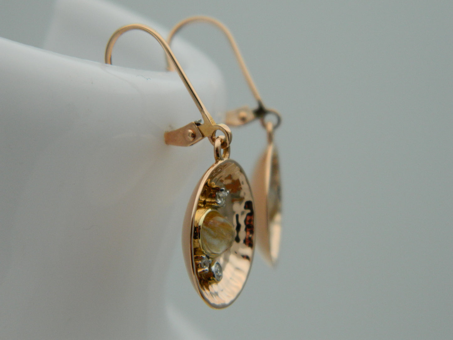 Clogau 18ct Rose Gold 'Panning For Gold' Rutilated Quartz & Diamond Drop Earrings RRP £1,450.00