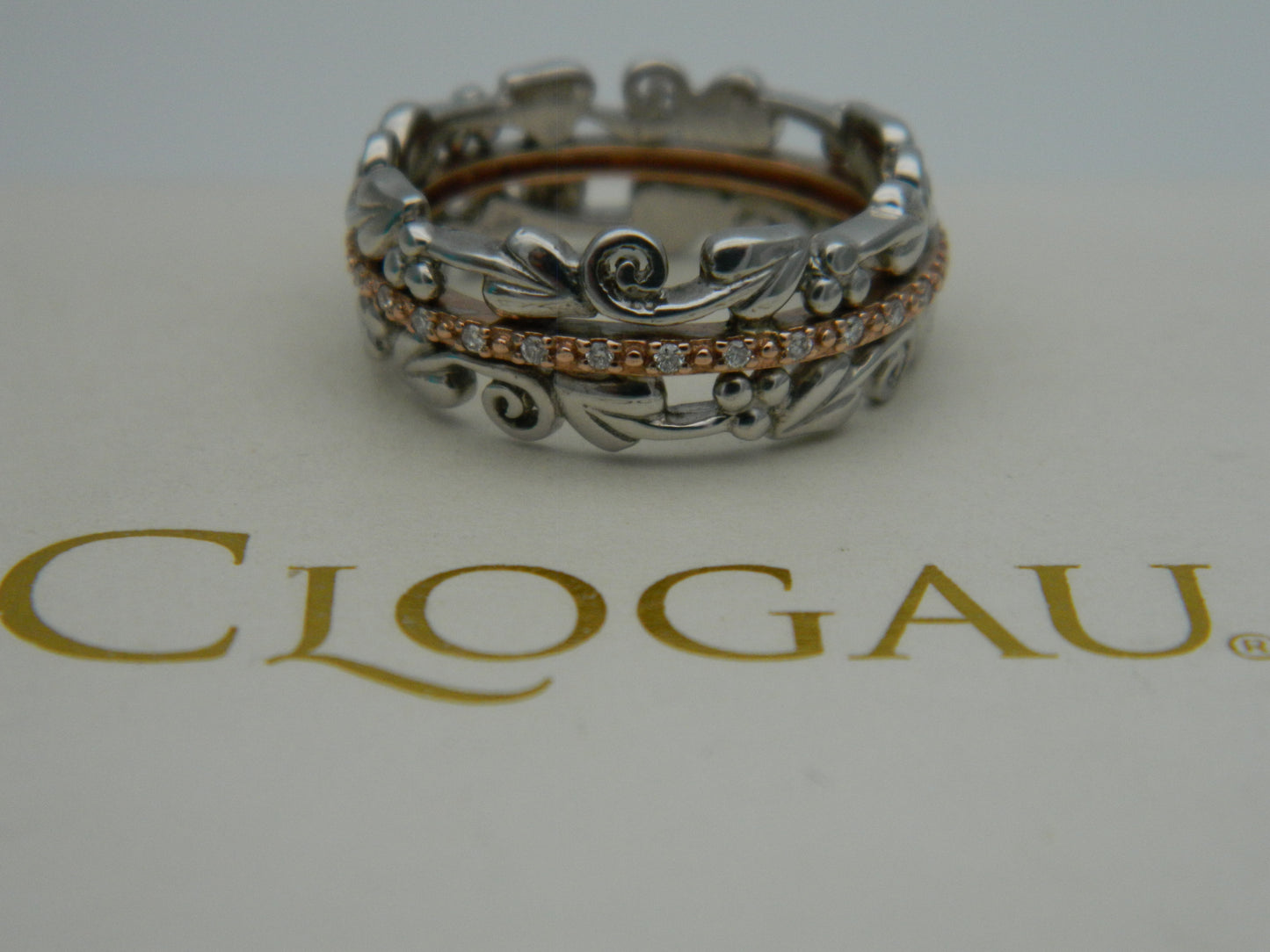 Clogau Sterling Silver & 9ct Rose Gold Am Byth Diamond Ring RRP £400.00 size N
