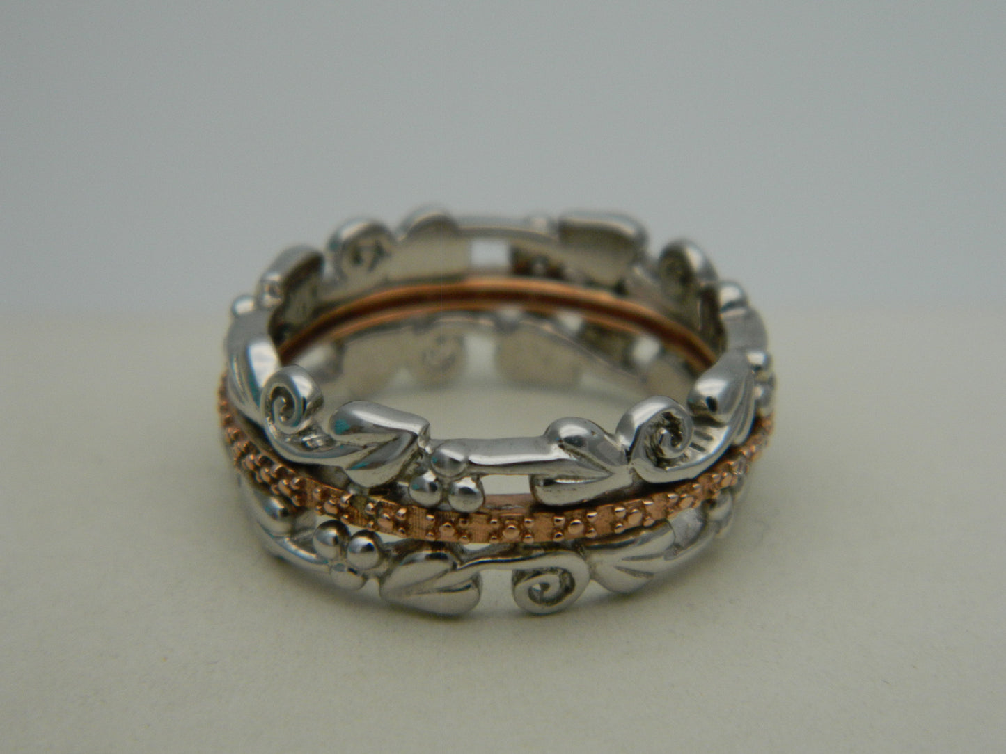 Clogau Sterling Silver & 9ct Rose Gold Am Byth Diamond Ring RRP £400.00 size N