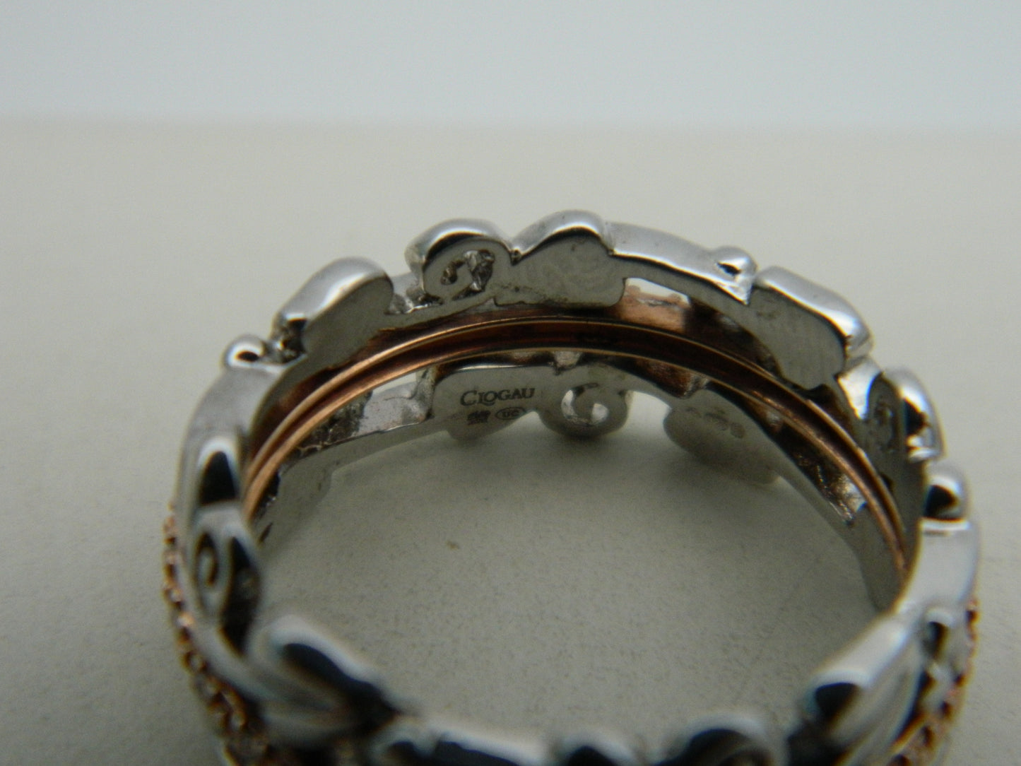 Clogau Sterling Silver & 9ct Rose Gold Am Byth Diamond Ring RRP £400.00 size N