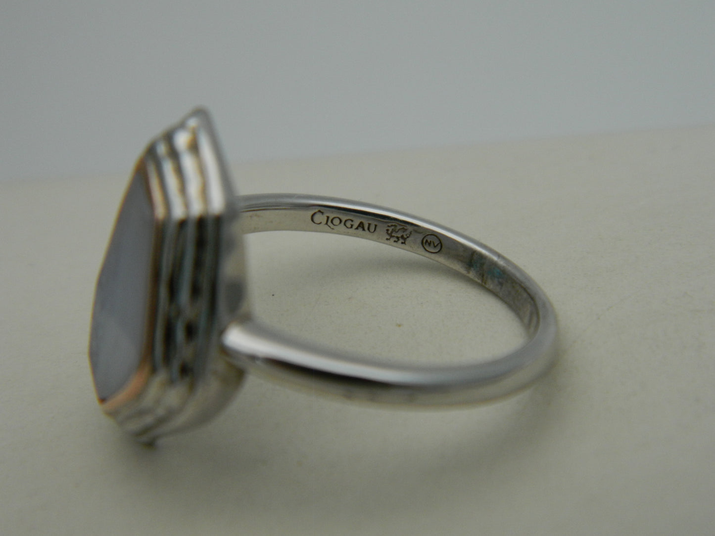 Clogau Sterling Silver & 9ct Rose Gold Blue Lace Agate Capstone Ring RRP £179.00 size O
