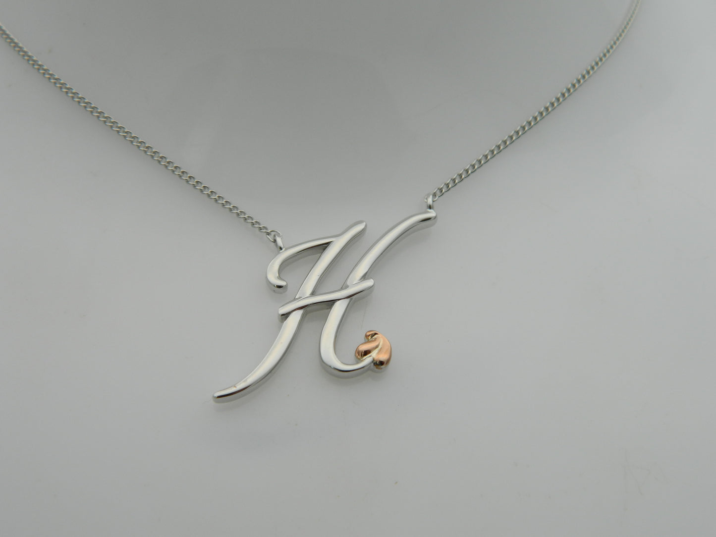 Clogau Sterling Silver & 9ct Rose Gold Letter H Necklace RRP £179.00