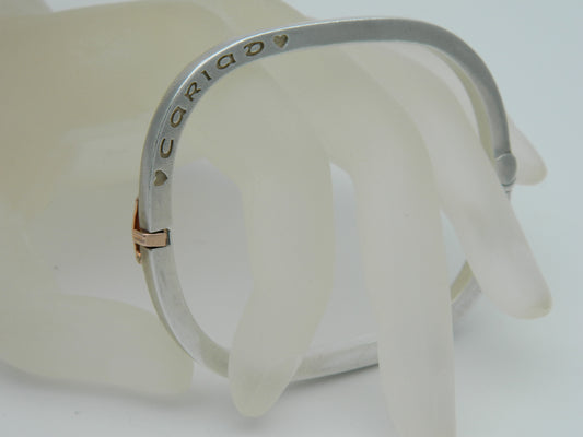 Clogau Sterling Silver & 9ct Rose Gold Large Square Cariad Bangle (used)