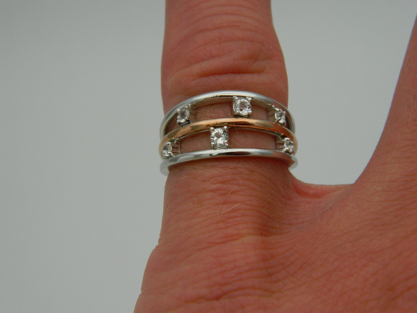 Clogau Sterling Silver & 9ct Rose Gold Awyr y Nos Topaz Ring RRP £199.00 size M