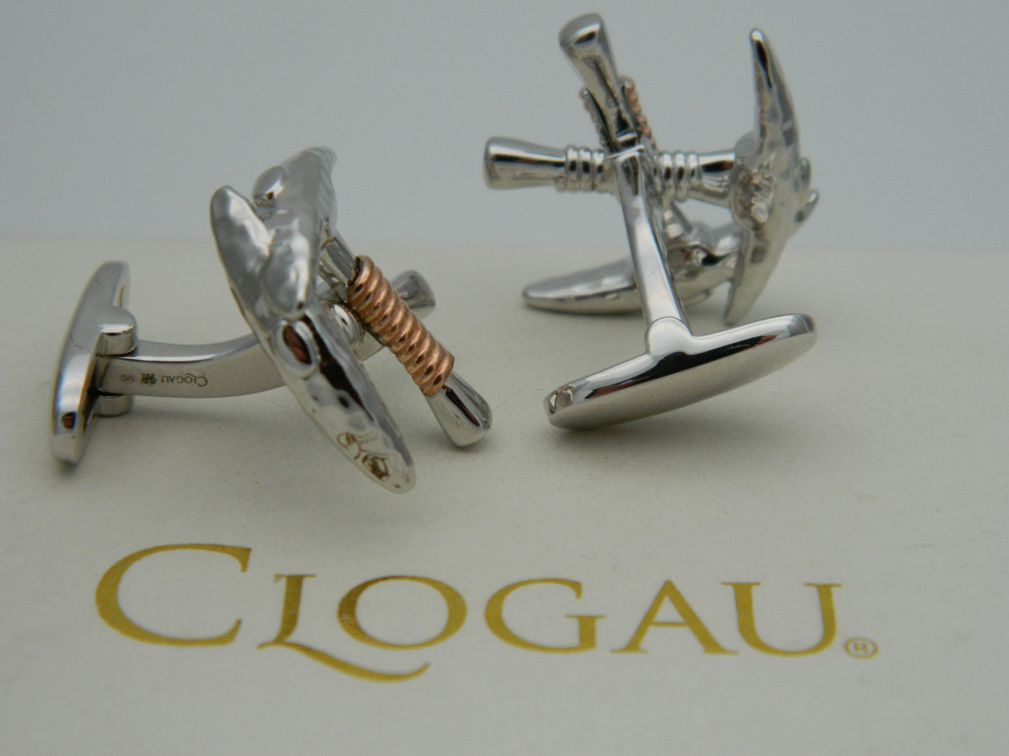 Clogau Sterling Silver & 9ct Rose Gold Heritage Pick Axe Cufflinks RRP £250.00