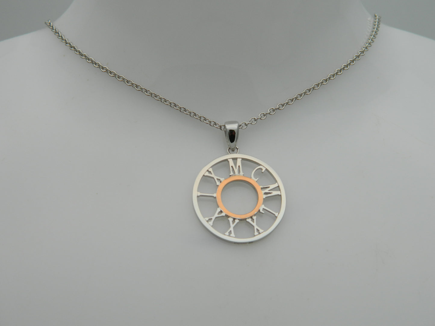 Clogau Sterling Silver & 9ct Rose Gold 1989 Roman Numerals Pendant