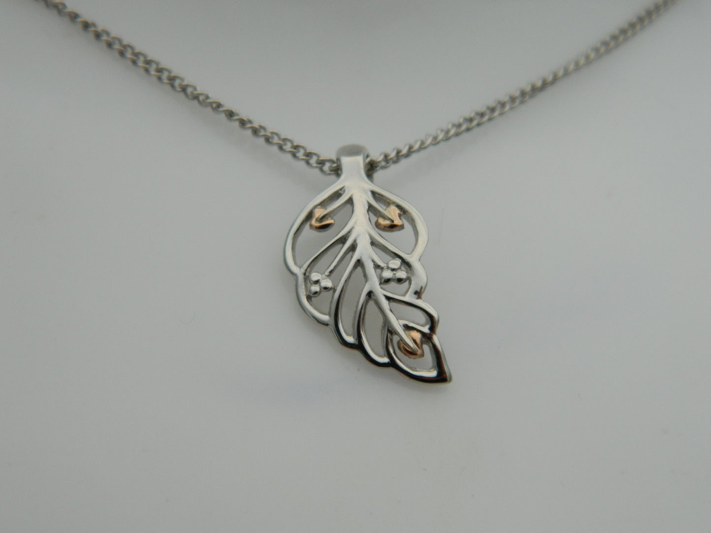 Clogau Sterling Silver & 9ct Rose Gold Debutante Feather Pendant