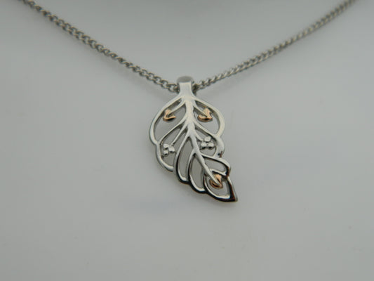 Clogau Sterling Silver & 9ct Rose Gold Debutante Feather Pendant