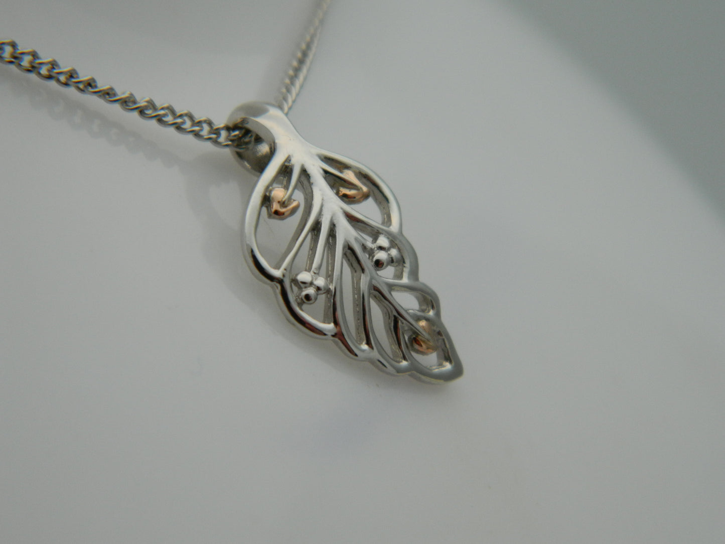 Clogau Sterling Silver & 9ct Rose Gold Debutante Feather Pendant