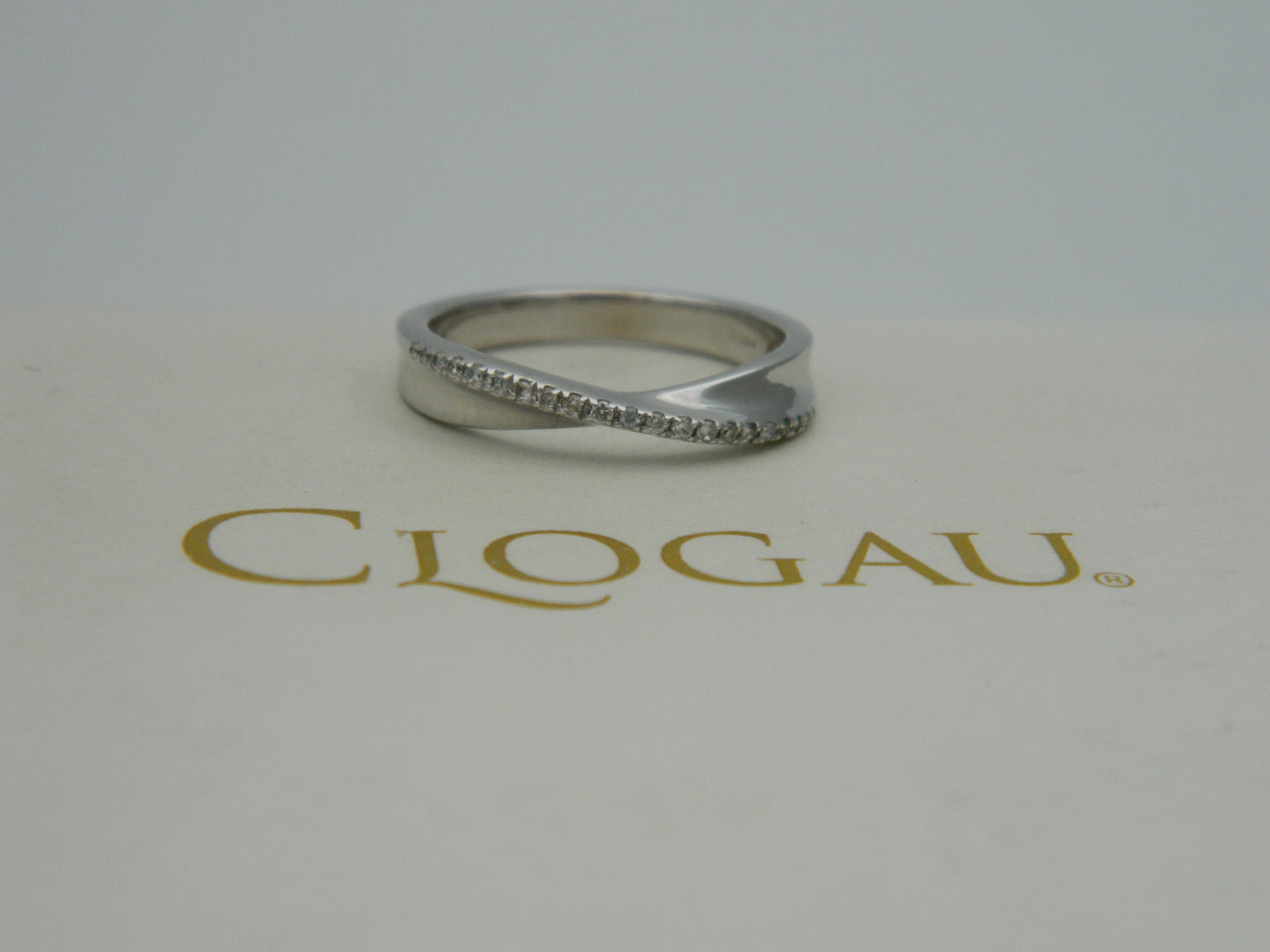 Clogau 9ct White Gold Freya Diamond Wedding Ring size L (slight second)