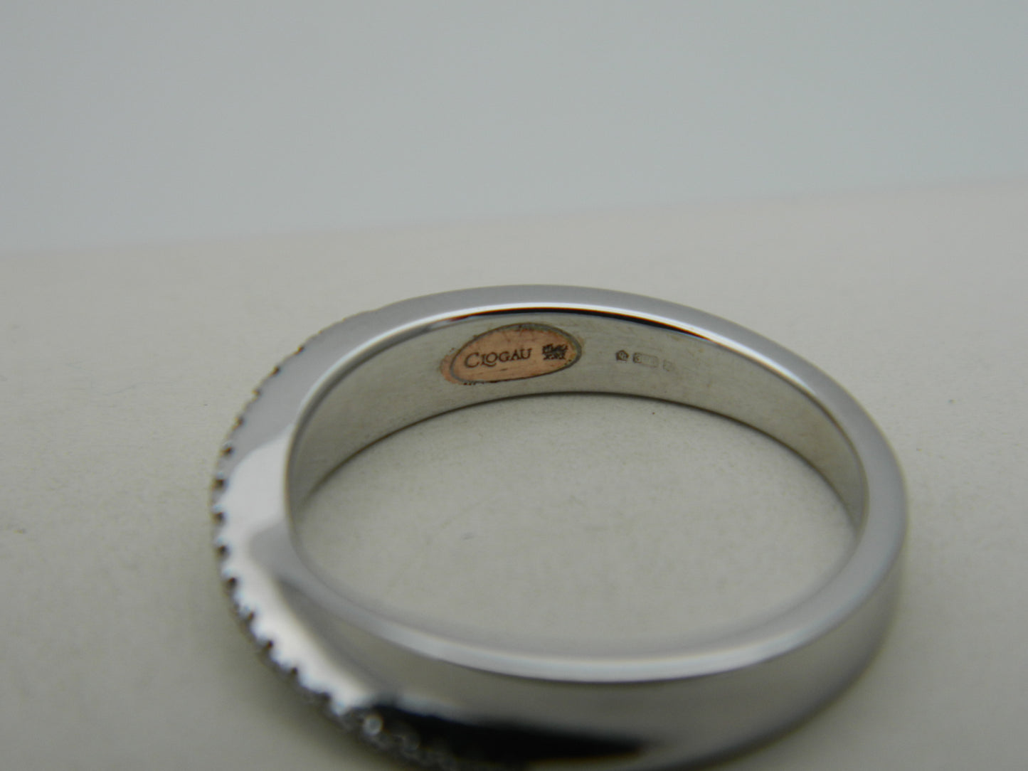 Clogau 9ct White Gold Freya Diamond Wedding Ring size L (slight second)