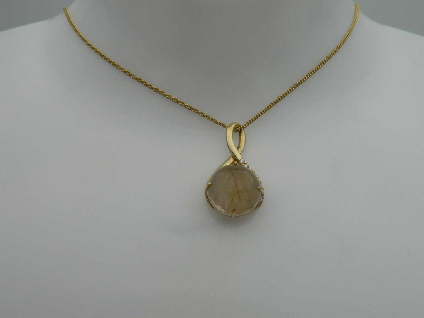Clogau 9ct Yellow Gold Venus Rutilated Quartz & Diamond Pendant