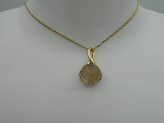 Clogau 9ct Yellow Gold Venus Rutilated Quartz & Diamond Pendant
