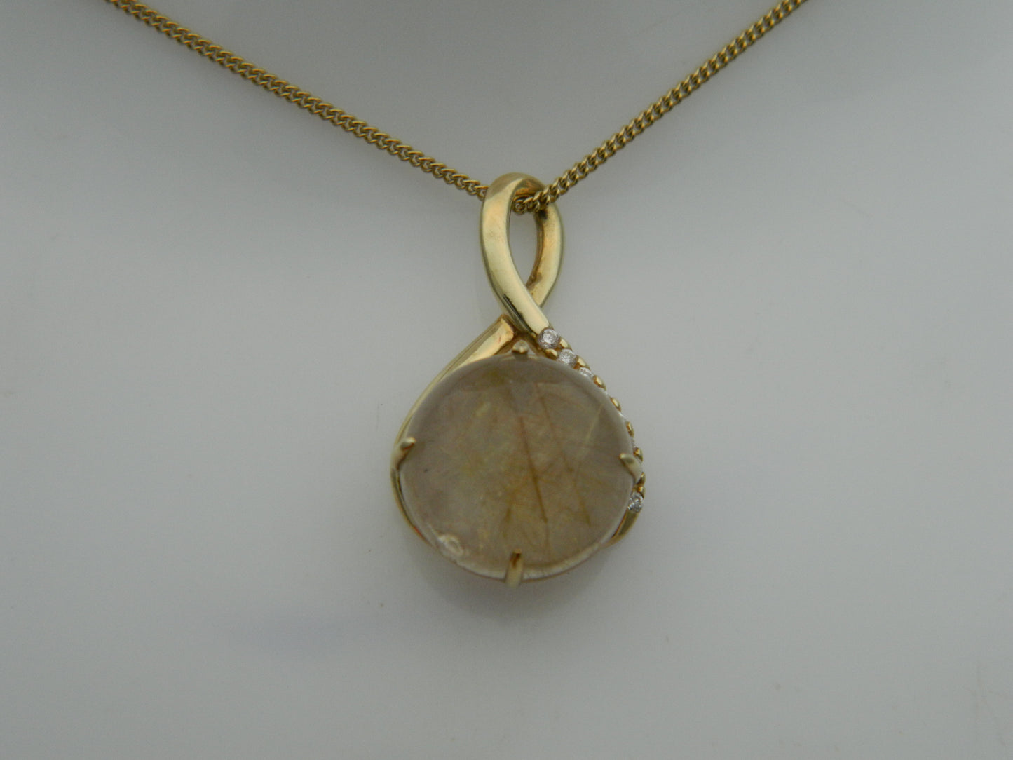 Clogau 9ct Yellow Gold Venus Rutilated Quartz & Diamond Pendant