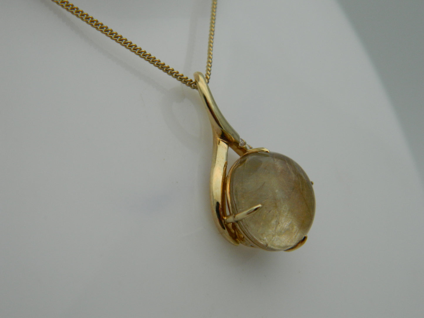 Clogau 9ct Yellow Gold Venus Rutilated Quartz & Diamond Pendant