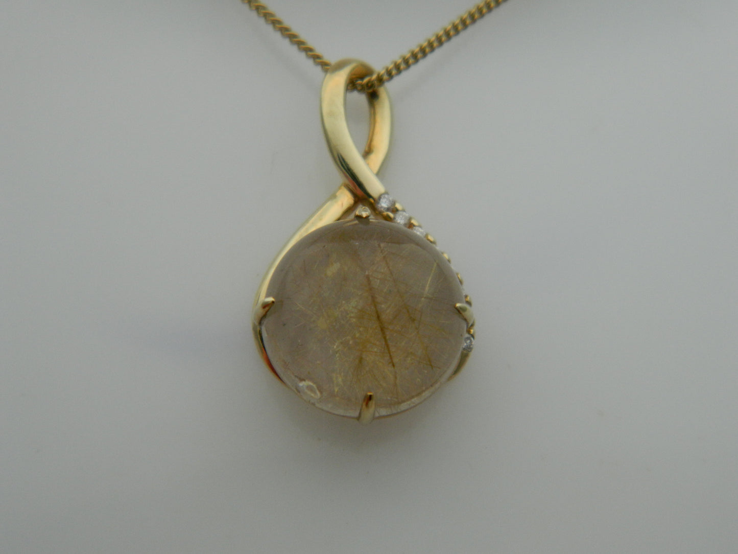 Clogau 9ct Yellow Gold Venus Rutilated Quartz & Diamond Pendant