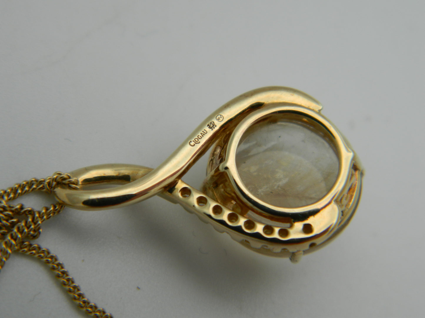 Clogau 9ct Yellow Gold Venus Rutilated Quartz & Diamond Pendant