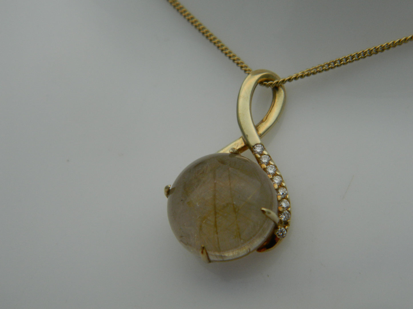 Clogau 9ct Yellow Gold Venus Rutilated Quartz & Diamond Pendant